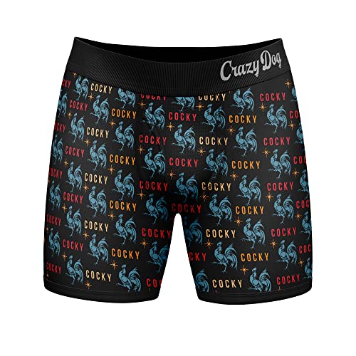Mens Cocky Boxer Briefs Funny Sarcastic Graphic Novelty Underwear for Guys Funny Graphic Boxers Dad Joke Cool Animal Mens Novelty Boxer Briefs Black XL