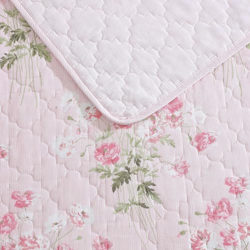 Laura Ashley juego de edredón Queen de ropa de cama transpirable con fundas y decoración floral 5