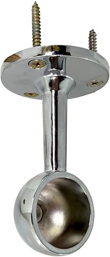 Miniatura 18 de Bridas de soporte para barra de armario con fijación de rosca Enchufes de extremo de poste de ropa resistentes para armarios Cromo pulido 1 par