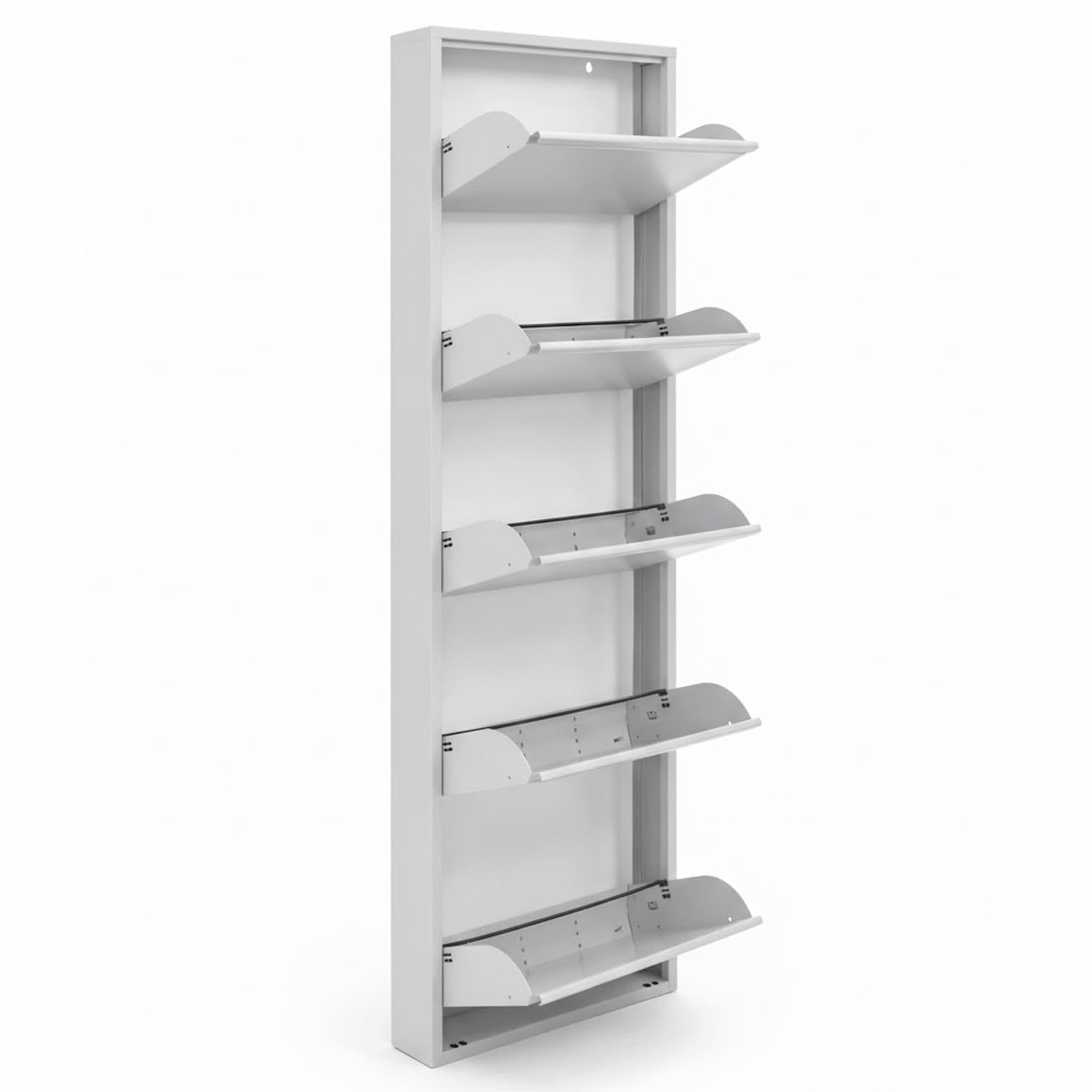 Bricozone Scarpiera Slim In Metallo 5 Ante A Ribalta Salvaspazio Ultra Sottile Profondita 15 Cm 172x50x15 Cm Porta Scarpe Verticale Moderna Per Ingresso Camera Corridoio Gia Montata (Grigio)