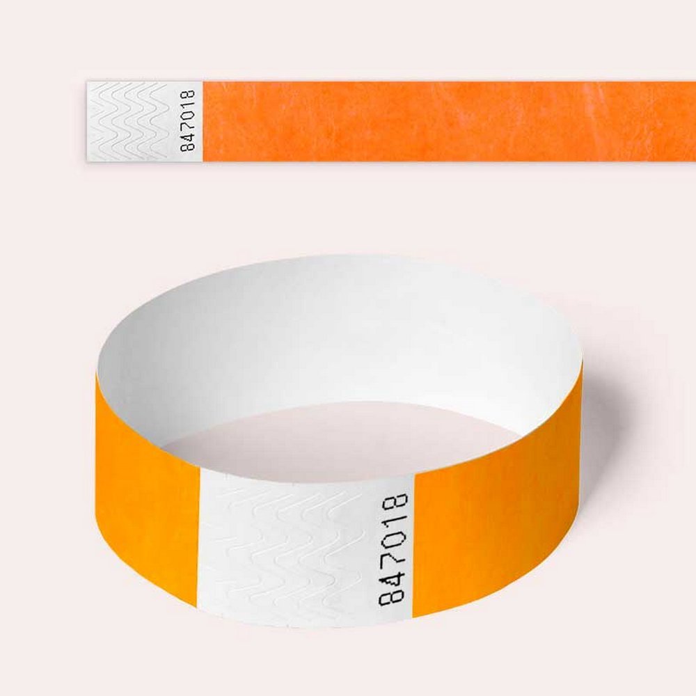 Tyvek Wristbands, 100 Pack by AA Wristbands for Parties, Security, Festivals, Events, Paper Like Wrist Bands (Neon Orange) — image 1
