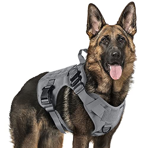Rabbitgoo Tactical Dog Harness For Large Dogs, Heavy Duty Dog Harness With Handle, No-Pull Service Dog Vest Large Breed, Adjustable Military Dog Vest Harness For Training Hunting Walking, Grey, Xl #TOP3