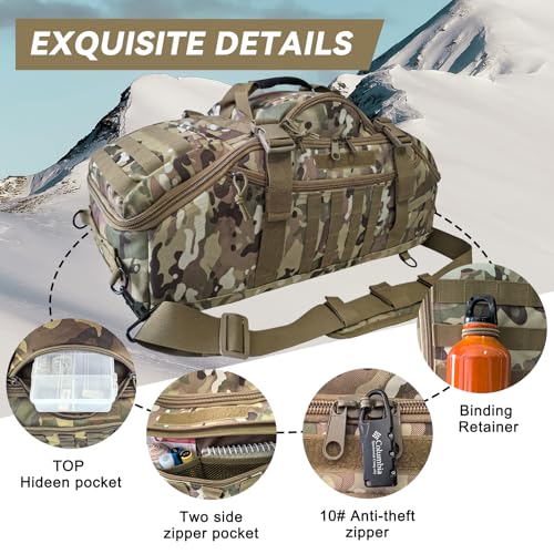 Image of Hannibal Tactical 65L Large Duffle Bag, 3-in-1 Tactical Backpack MOLLE Pack for Sports, Gym, Outdoor