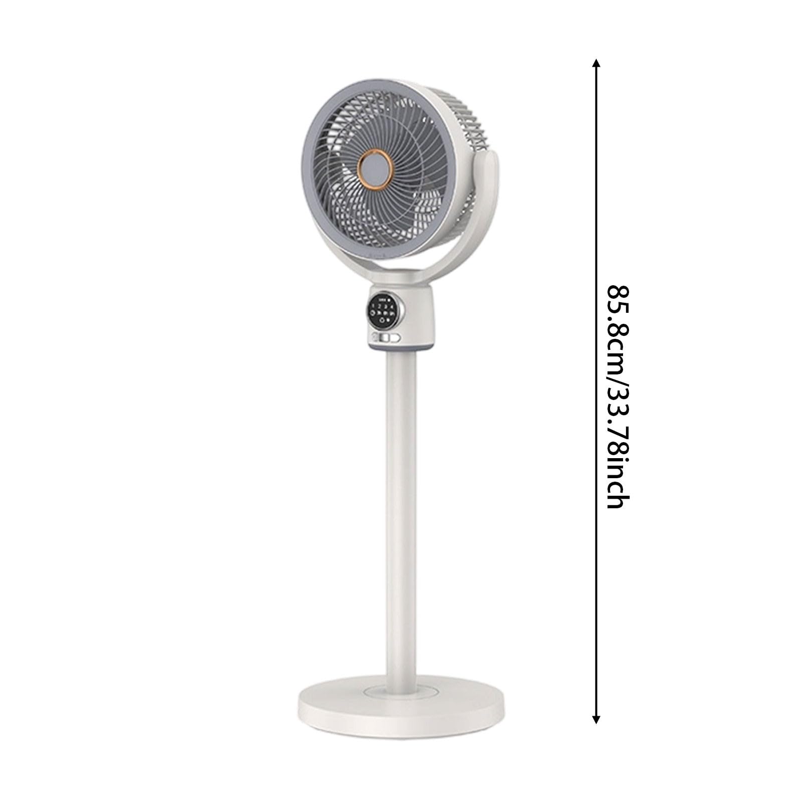 Ventilatore a Piantana Ricaricabile USB-C con Telecomando, 5 Velocità e 4 Altezze Regolabili, Timer, Luce LED Notturna, Circolatore d'Aria 8D Oscillante, Per Camera Da Lettos, Casa, Ufficio, Cucina