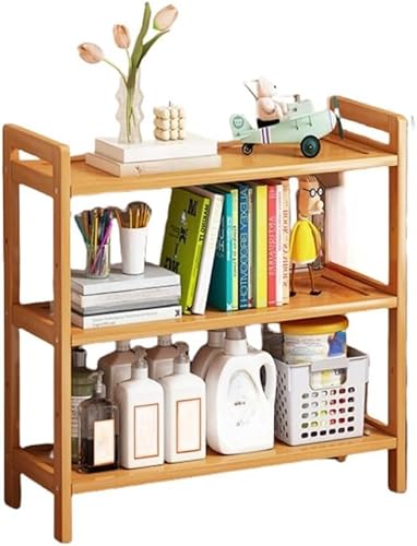 Geyaziu 棚 ラック オープンシェルフ 収納ラック オープンシェルフ・ラック スリム 各棚高さ調節可能 隙間収納 天然竹製 本棚 おしゃれ 木製 キッチン 組立品 収納棚 組み立てが簡単 多機能 大容量 省スペース 丈夫で長持ちする (ナチュラル -