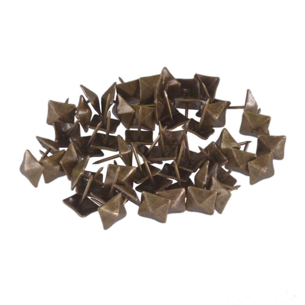 100 clous de tapissier carrés bronze 12x17 mm pour quincaillerie et ameublement