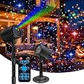 Indoor Outdoor RGB Laser Light Projector, Christmas/Halloween Projection Light Decoration, Upgraded Cooling Fan, Brighter Laser Firefly Star Show for Garden/Yard/House/Party (16.5ft Thicken Cable)
