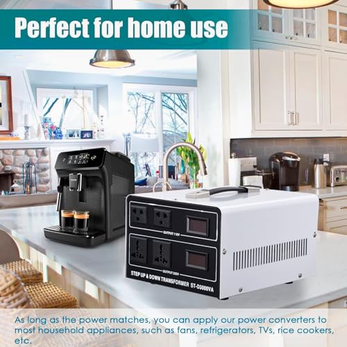 Voltage Converter Transformer 3000W (110V to 220V, 220V to 110V) Step Up/Down Multi-Socket Transformer Converter for Hair Dryer Juicer - White2