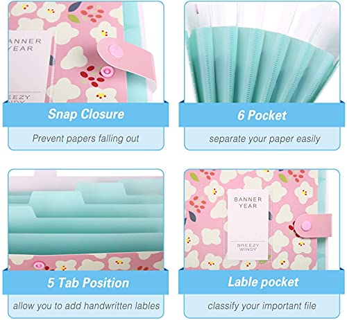 Image of Corslet Certificate Expanding File Folders for Documents Large Size A4 Paper Holder Organizer School Office Home Multicolor with 5 Pockets (2-Pack)