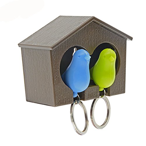 Saim Lover Sparrow House Key Ring Bird Nest Shape, Keychain Split Ring Home Wall Hook Holder Key Ring-Brown