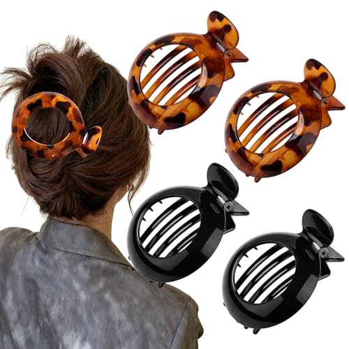4 Piezas Pinzas Planas Grandes para Cabello, Clips Fuertes de Pata de Pato con Diseño Leopardo Negro para Mujeres miniatura 1