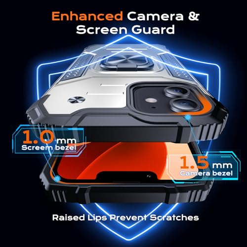 Image of Anqrp Heavy Duty Case for iPhone 12 Mini Case with Enhanced Ring Holder Grip Stand, Military Grade Shockproof Rugged Drop Protective Silicone Hard Slim iPhone 12 Mini Phone Case Cover,Silver