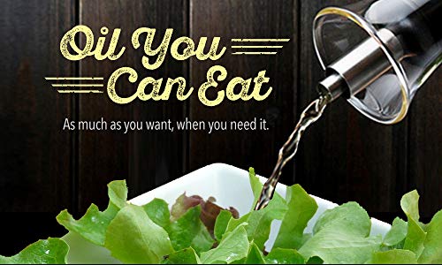 No Funnel Needed Olive Oil & Vinegar Dispenser Glass Cruet Bottle for Kitchen | Airtight Silicone Cap Keeps Oil Fresh Longer | 17 ounce cruet (Clear)