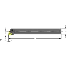 Ultra-Dex S32V MWLNR4 Steel Boring Bar to Hold a Negative WNMG 432 at -5 Degree Lead, Right Hand, No Coolant, 2.000" x 16", 2.400" Minimum Bore