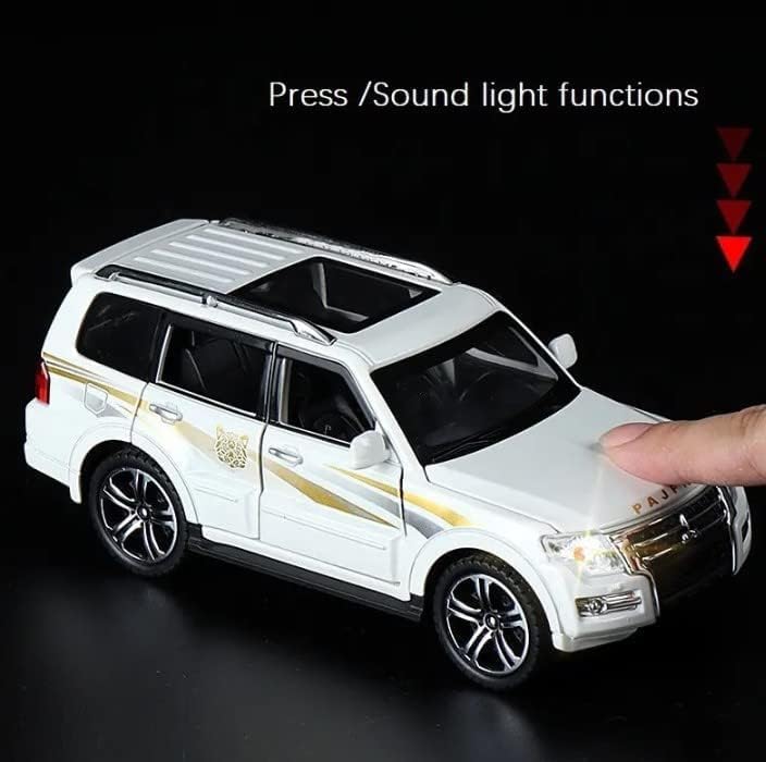 Image of LONGMIRE Metal Pull Back Diecast Car Pull Back Model with Sound Light Boys Gifts Toys for Kids Pack of 1, Multicolor (Police Pajero)