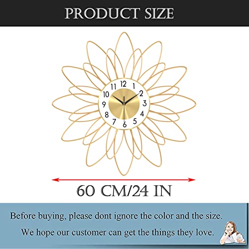 Modern Large Wall Clock Decorative Metal Mid Century Wall Clocks, Starburst Big Silent Non-Ticking Clock, Battery Operated Handmade Home Art Decor For Living Room,Bedroom,Dining Room, 24 Inch #TOP6