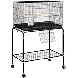 Topeakmart Flight Cages for Parakeets Small Birds Budgies Finches Canaries Lovebirds Sun Conures Parrots Bird Cage w/Rolling Stand, Black