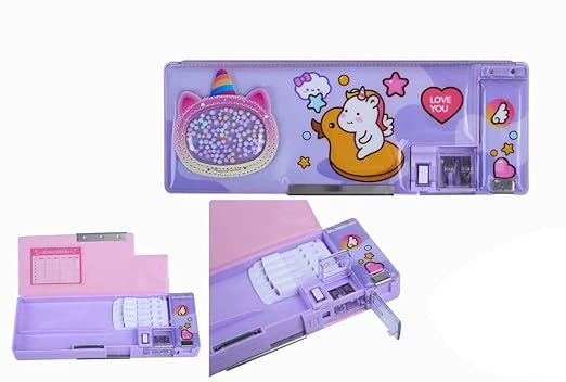 Crackles Magnetic Pencil Case with Sharpener – Unicorn Themed Luxury Pencil Box for Kids – Stationary Organizer Pencil Box for Girls, Kids, Boys, Birthday Return Gifts for Kids (Unicorn 2)