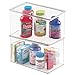 mDesign Stackable Bathroom Storage Bin Box with Lid - Container for Organizing Hand Soaps, Body Wash, Shampoos, Conditioners, Hand Towels, Hair Accessories, Body Spray - 7" High, 2 Pack - Clear