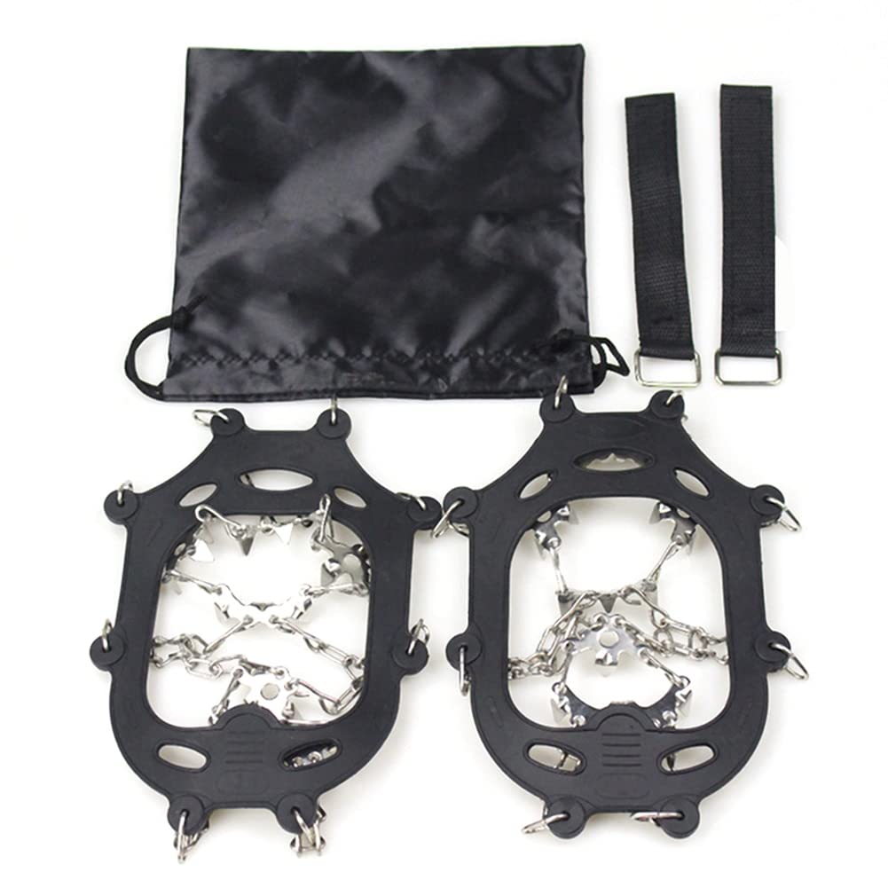 Crampons de Glace 2pcs 23 Dents en Acier Inoxydable Griffe de Glace Anti-dérapoir Crampons Gripper en Acier Inoxydable poignées antidérapantes (Color : Black M)