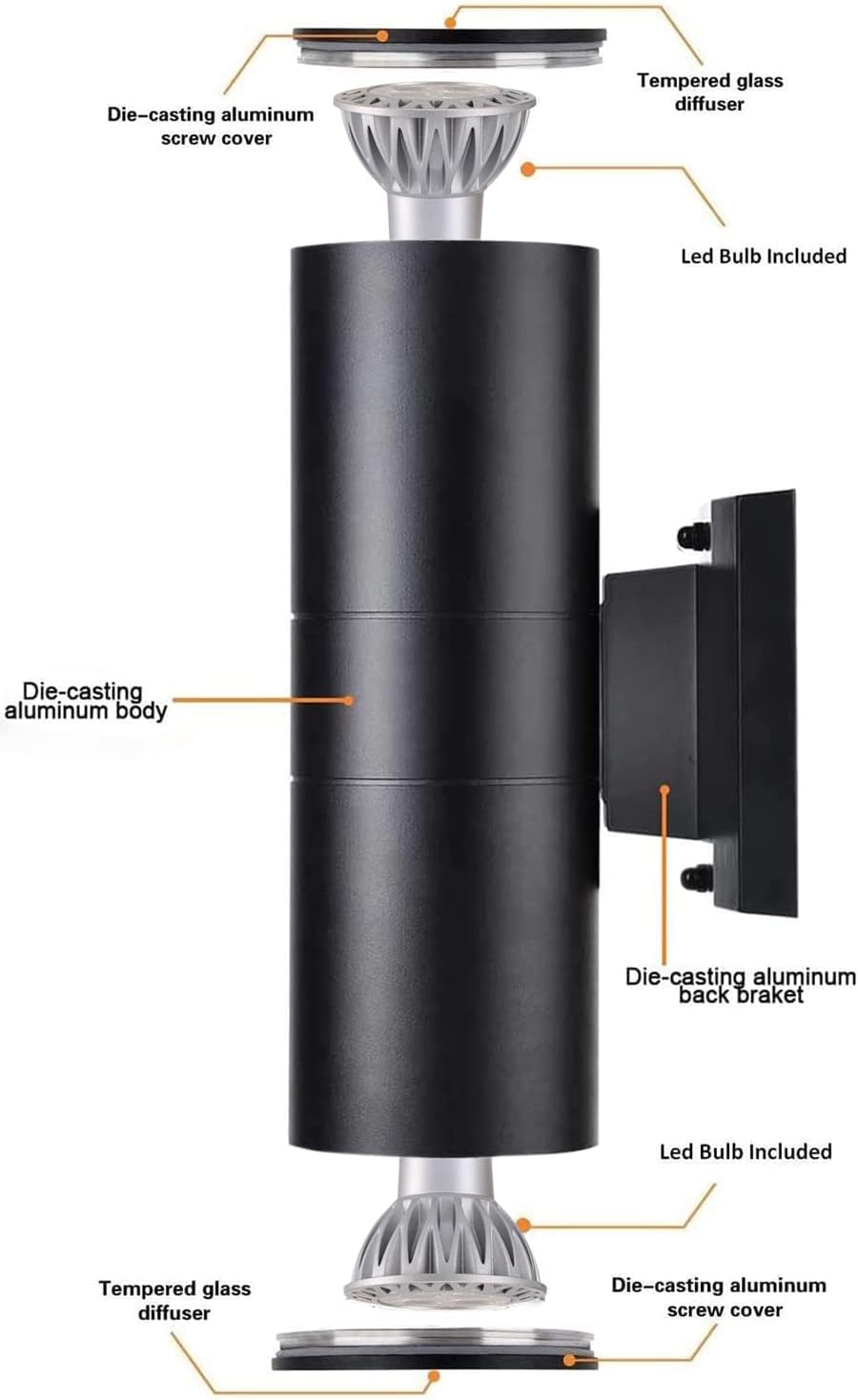 Flаѕh Dеаlѕ - 80% оƒƒ Outdoor Wall Light,Bling Dusk to Dawn Exterior Lighting with Sensor - ETL Listed,Aluminum Waterproof Wall Mount Cylinder Design - Up Down Light Fixture for Porch, Backyard and Patio (2 Pack)