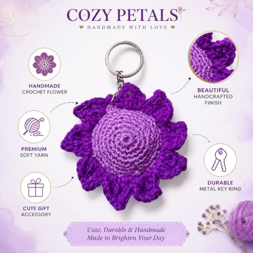 Image of Handmade Crochet Keychain Flower Design