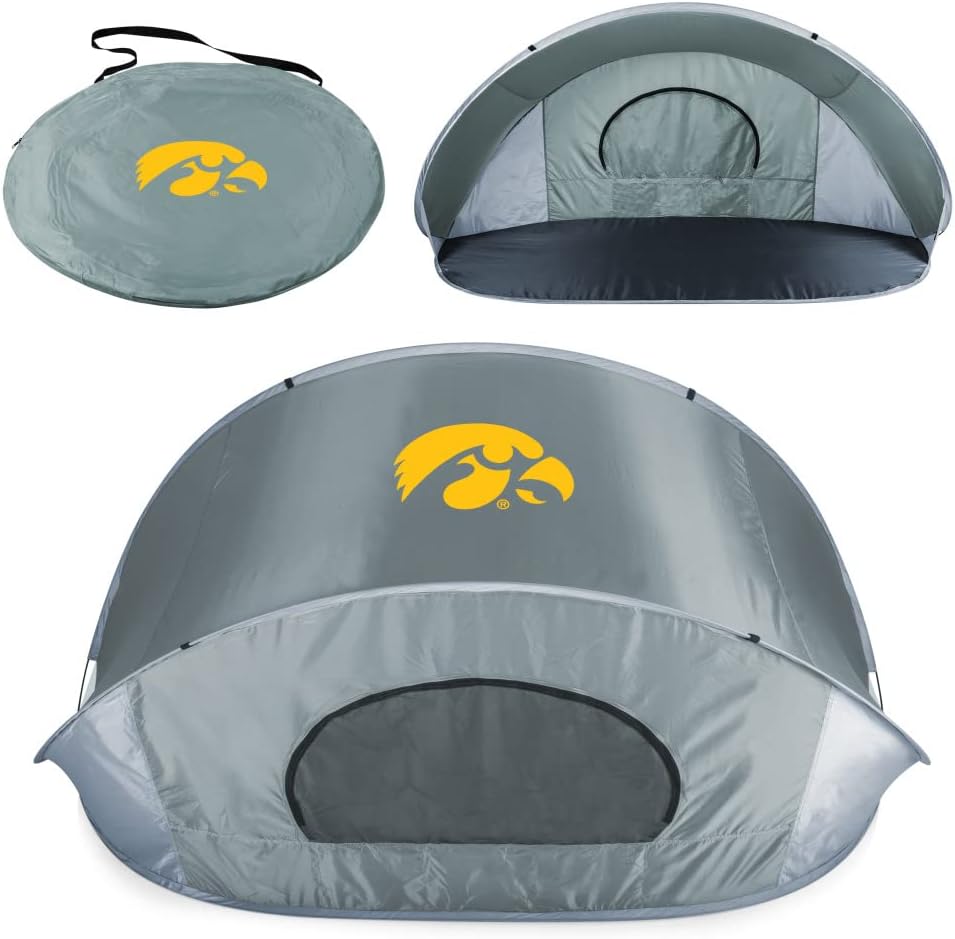 PICNIC TIME NCAA Georgia Tech Yellow Jackets Manta Portable Beach Tent, Pop Up Tent, Beach Sun Shelter Pop Up, (Gray with Black Accents)
