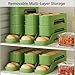 Egg Holder for Fridge, Auto Rolling Egg Dispenser for Refrigerator, 3 Tiers Adjustable, Space-Saving Fridge Organizer, Egg Organizer for Refrigerator, Egg Holder Countertop, Holds Up to 25 Pcs, Green