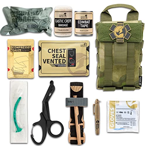RHINO RESCUE IFAK Trauma Kit Schwarz, Molle Notfall Erste Hilfe, EMT Tactical Pouch Military Combat Camping Survival Wandern Everyday Carry Blutungskontrolle (ATACS) Cover