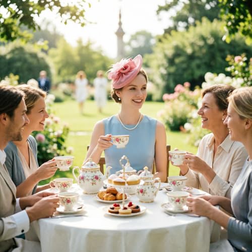 Image of DRESHOW Fascinators Hat Feather Headband Women's Fascinators Tea Party Headwear with Clip Flower Head Band for Girls & Women