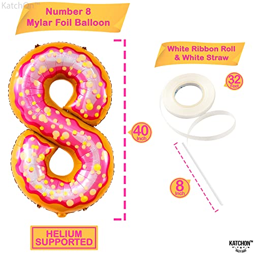 Image of KatchOn Number 8 Donut Balloon 40 Inch | 8 Balloons for Birthday, Donut Party Decorations