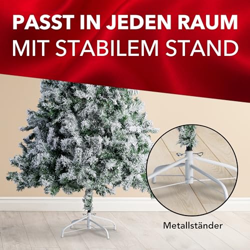 Xonic® Claus Premium künstlicher Weihnachtsbaum Schnee 180cm - Schnee Tannenbaum künstlich beschneit mit Metall-Ständer - Snow Christmas… – Ansicht 3