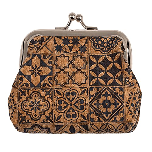 LEUCHTBOX Monedero vegano de corcho natural, monedero sostenible, alternativa de piel, pequeño estampado de mandala, Mandalas Negras, talla única, Monedero Cover