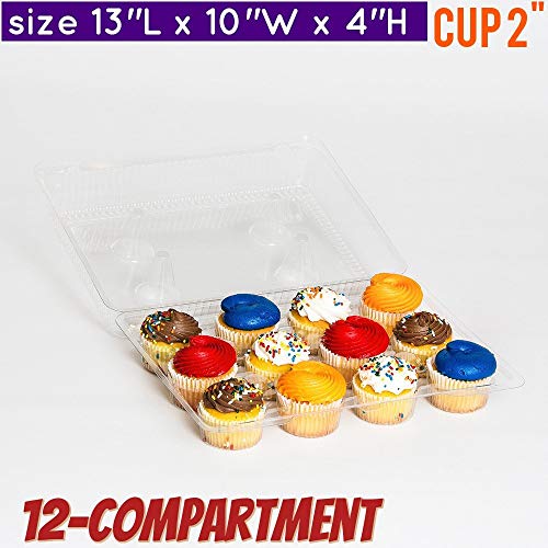 Pizety Case Of 50 Plastic Cupcake Boxes 12 Cupcake Containers Clear Plastic Disposable 12 Pack Cupcake Container 1 Dozen Cupcake Container 12 Cavities 12 Compartment Cupcake Container 12 Count thumb #6