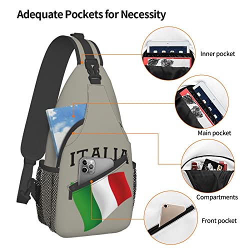 Mochila bandolera con bandera italiana unisex miniatura 5
