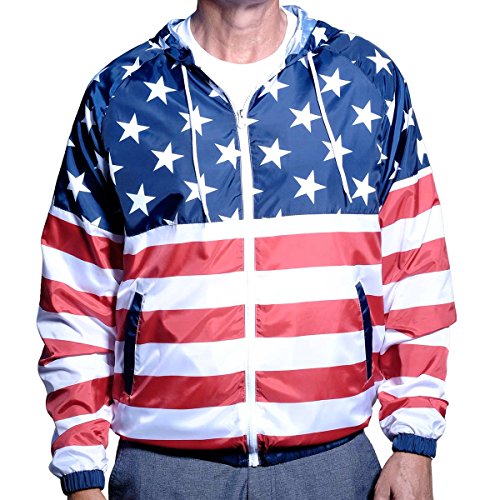 American Summer Mens Full zipper Patriotic hoodie jacket