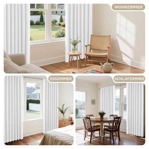 Image of Joydeco Curtains with Concealed Loops, Set of 2, H 220 x W 140 cm, Grey White Blackout Curtain, Rod Pocket, Blackout Curtains, Bedroom, Living Room