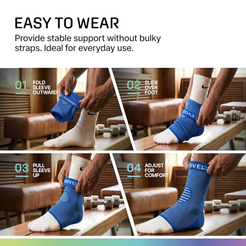 Image of Modvel Nylon 2 Pack Ankle Brace Compression Sleeve|Injury Recovery, Joint Pain|Fsa Or Hsa Eligible|Achilles Tendon Support, Plantar Fasciitis Foot Socks With Arch Support