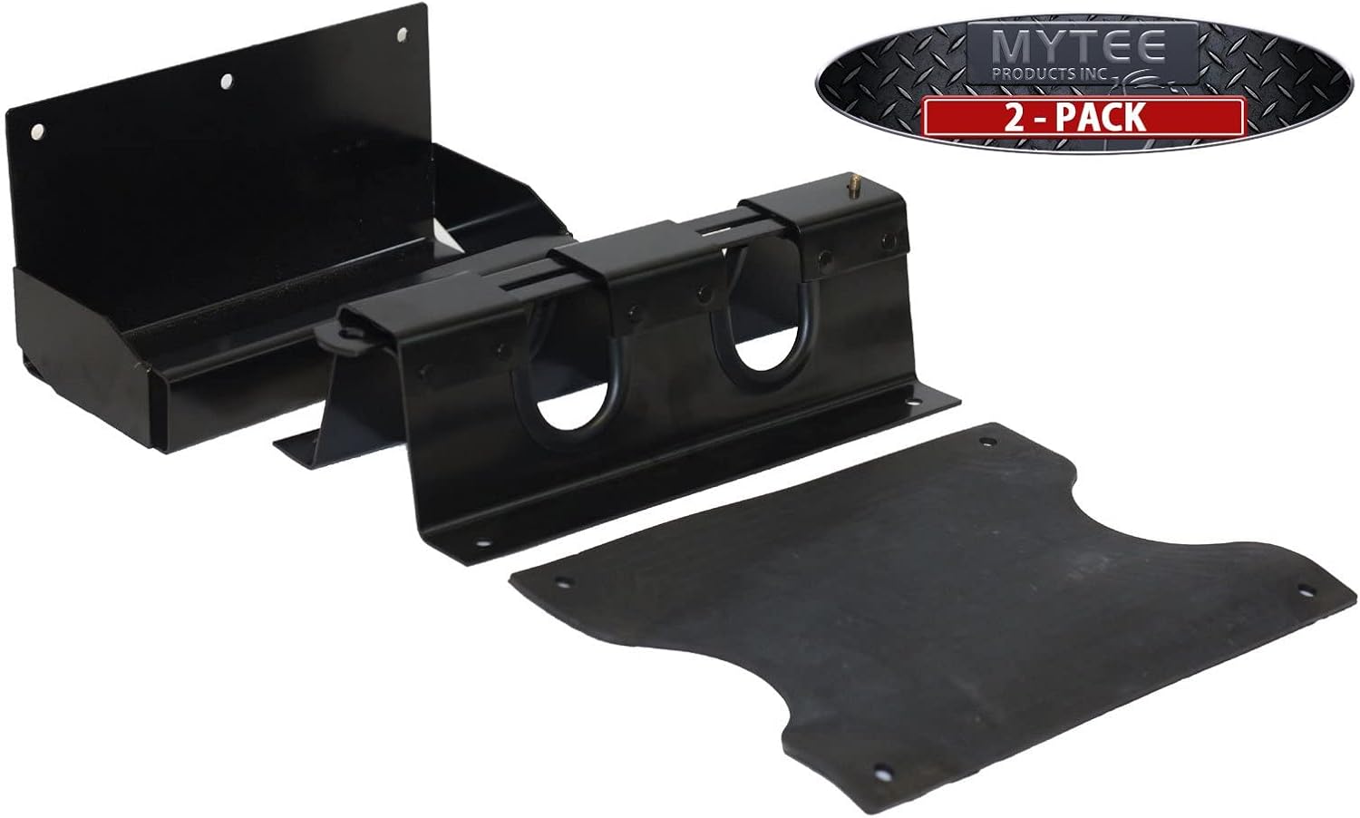 Mytee Products Double L Holder for Cargo Load Bar Rod - Bolt-on to Truck Load Lock Bar Holder for Semi Truck & Semi Trailers - 2 Parts: Top Restraint with Rubber Pad + Bottom Foot Protector (Pack 2)
