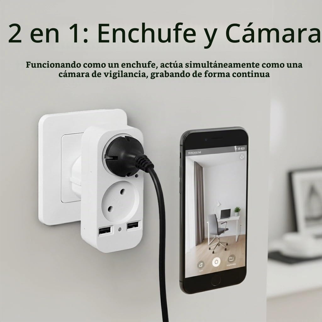 ULar 1080P Mini Cámara Enchufe WiFi Monitor Interior USB A/C | Almacenamiento Local, Uso Interno Y En La Oficina, Modos Wi-Fi Y Punto De Acceso (Ap), Visualización Remoto