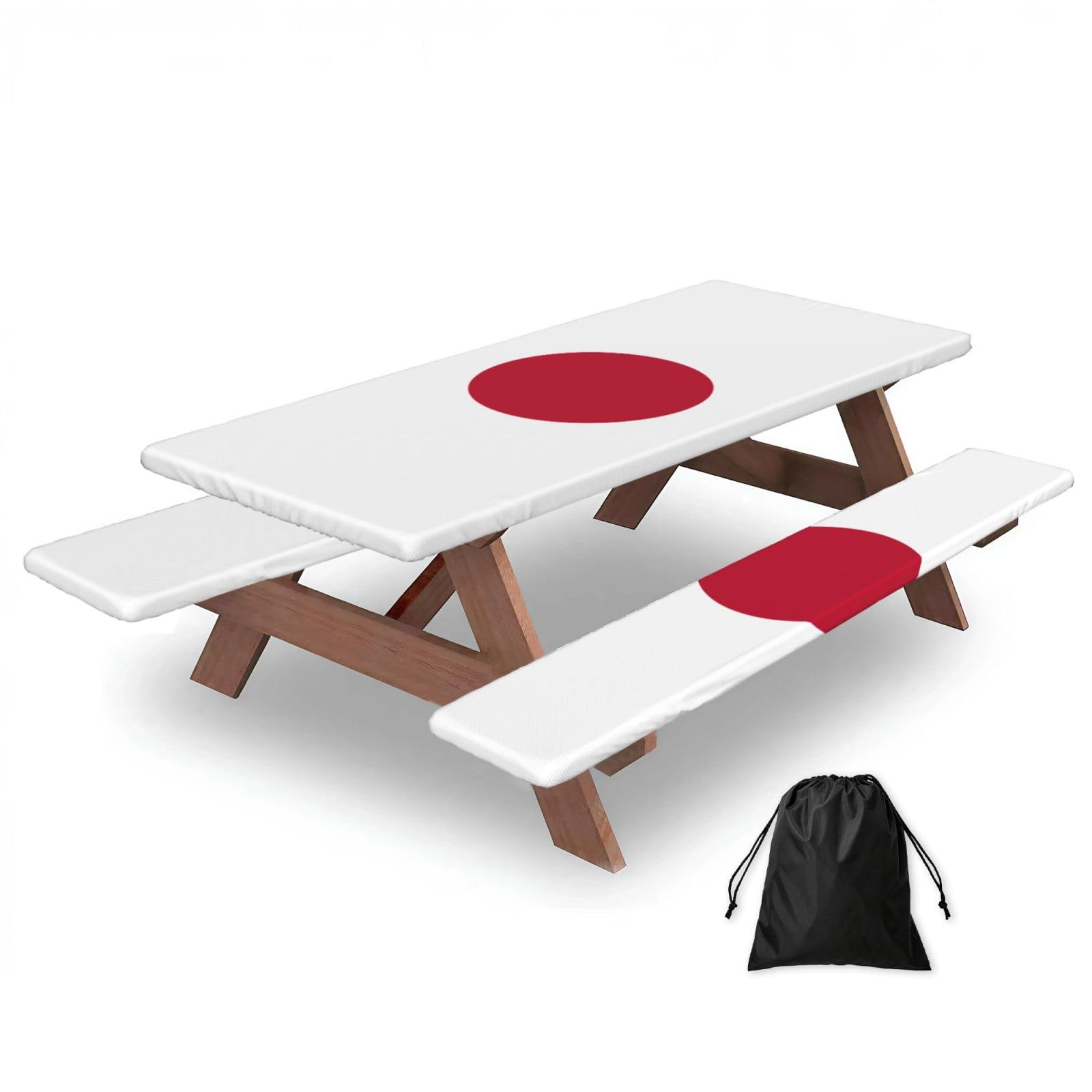 PPHGUT Japanese Flag Print Picnic Table Bench Cover Set Outdoor Garden Bbq Protector For Family Camping