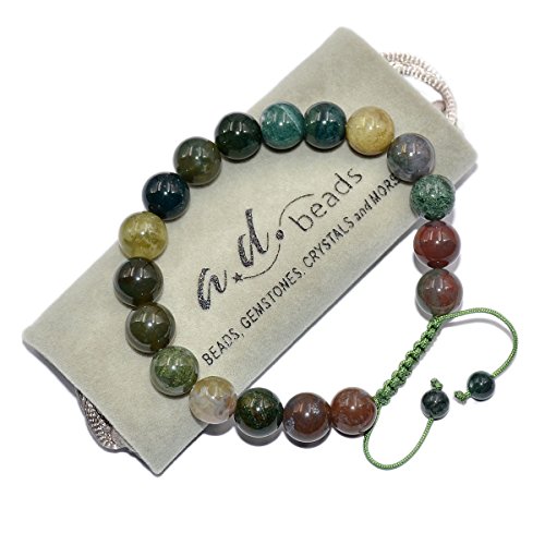 Image of AD Beads Natural 10mm Gemstone Bracelets Healing Power Crystal Macrame Adjustable 7-9 Inch