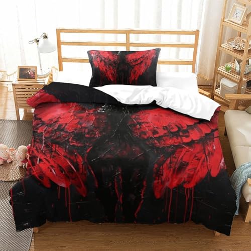 Set de housse de couette ailes 3D microfibre de qualité supérieure, lit simple 135x200cm