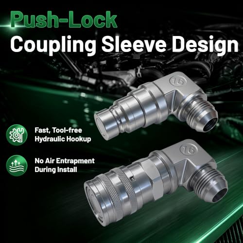 Image of Flat Face 90Skid Steer Hydraulic Quick Coupler,3 /4 inchJIC x 1 /2 inchBody Male