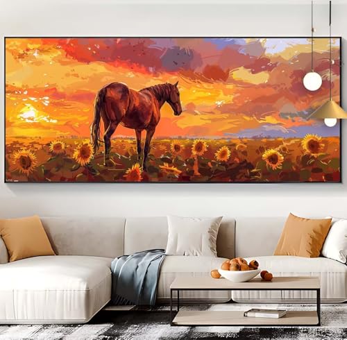 Loisirs créatifs adultes point de croix et broderie diamant cheval coucher de soleil