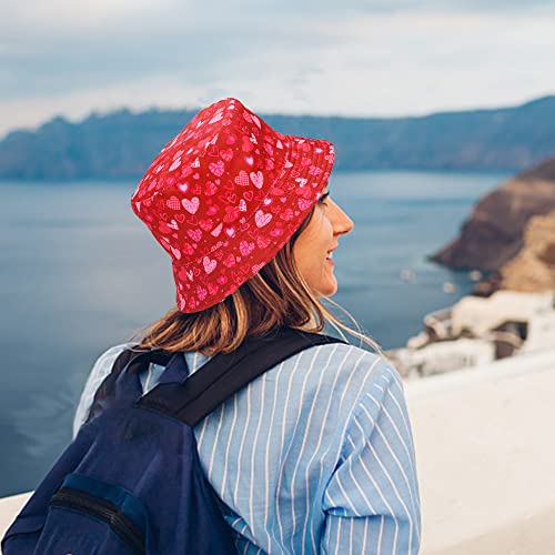 Arogheiz Bucket Hat For Women Double Sided Sun Hat Reversible Floral Fruit Print Fisherman Hat For Travel Beach Fishing Pool （Heart/Flower） #TOP4