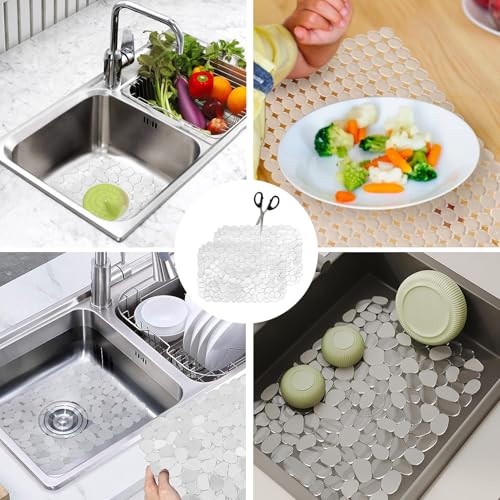 2 unidades de PVC 40 x 30 cm, alfombrilla antideslizante para fregadero, recortable, alfombrilla protectora para vajilla, vasos y verduras, soporte para goteo con diseño de cuerpo hueco para fregadero - imagen 4