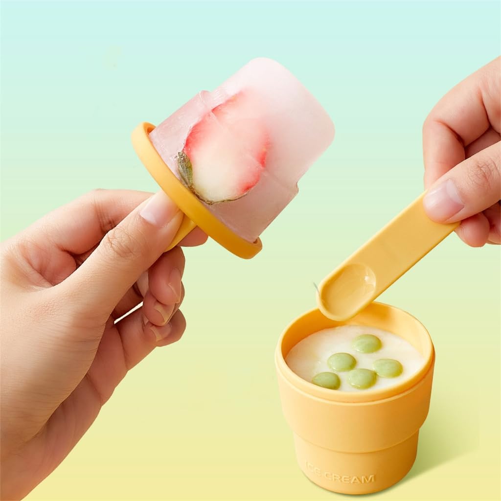 Moldes para polos， Moldes innovadores for hacer paletas de silicona fáciles de usar y moldes for helados(White)