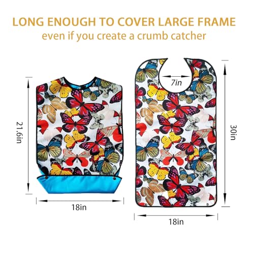 Pafusen 3 Pack Adult Bibs For Women, Reusable Adult Bibs For Eating With Optional Crumb Catcher, Waterproof Washable Dining Clothing Protector thumb #4