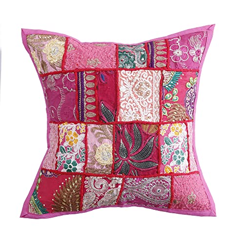 Image of Ravaiyaa - Attitude is everything Set Of 2 PC Home Sofa Decor Cotton Cushion Cover, Handmade Khambadiya Patchwork Pillow Case, Embroidery Cushions